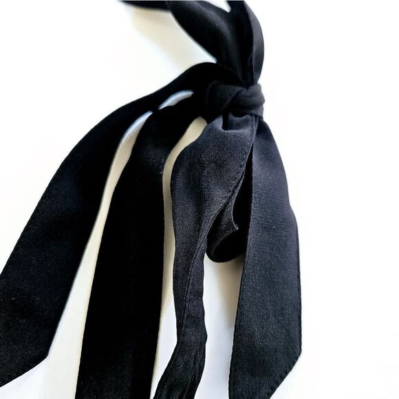 Saloni Rosie Black  Cotton Eyelet Silk Shoulder Ribbon Tie Ruffle Midi Dress 10 - Picture 5 of 10